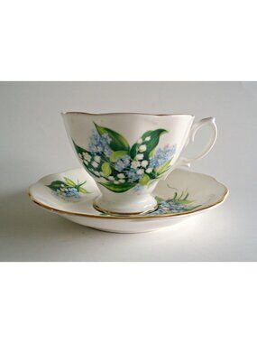 Royal Albert Tea Cup and Saucer Lily of the Valley Flower Vintage Teacup